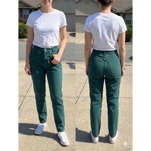Vtg 90s Memphis High Rise Mom Jeans Green Denim Tapered Leg Womens Size 5/6